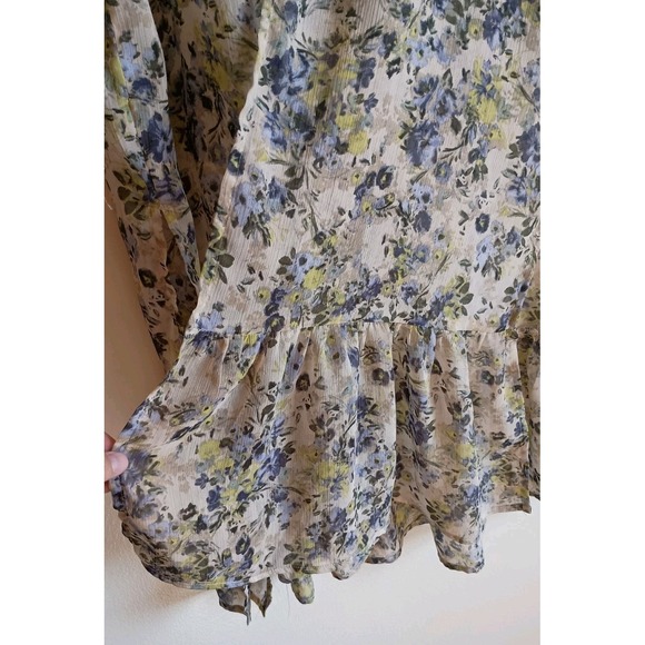Maurices Floral Semi Sheer Duster Kimono Size L Ruffle Hem Boho - Picture 5 of 9